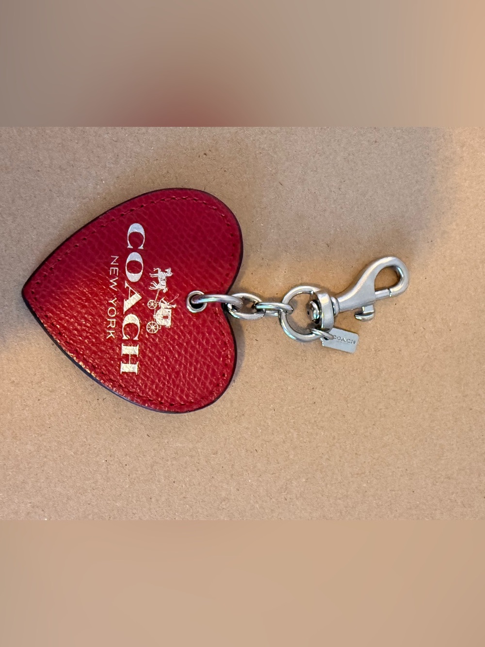 Coach Red Leather Heart Key or Bag Charm
